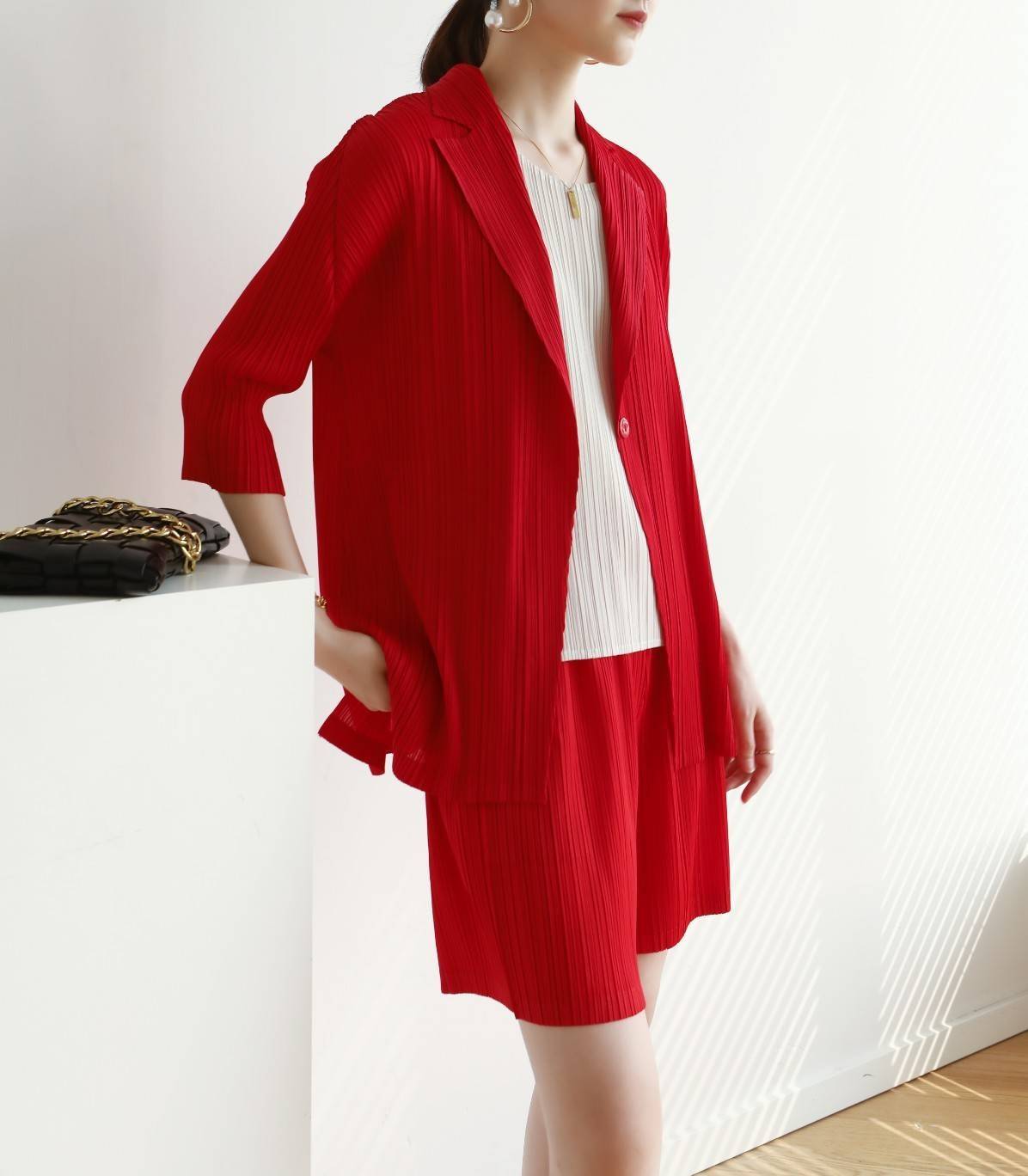 2MUAY รุ่น GJO7717/GJO7718 ชุดอัดพลีท เซ็ตพลีทคุณภาพ 9สี FREE SIZE CARDIGAN/BLAZER PLEATED SET