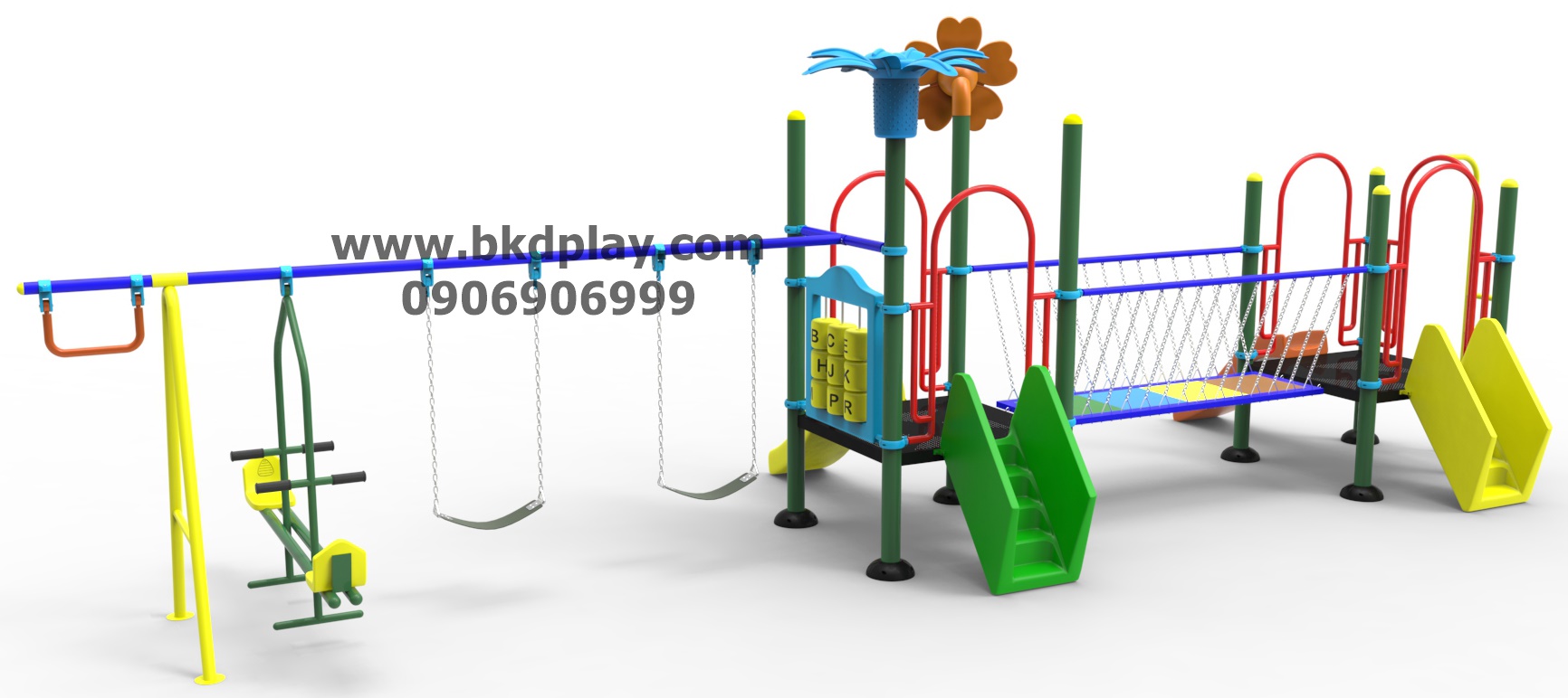 ชุดหอสะพานโซ่แขวนชิ้งช้าผสมสไลเดอร์ 70 เครื่องเล่นสนาม กลางแจ้ง เหล็ก, สไลเดอร์,ของเล่น สนามเด็กเล่น สั่งผลิต 10-20 วัน ขนาด 300x800x250 ซม.