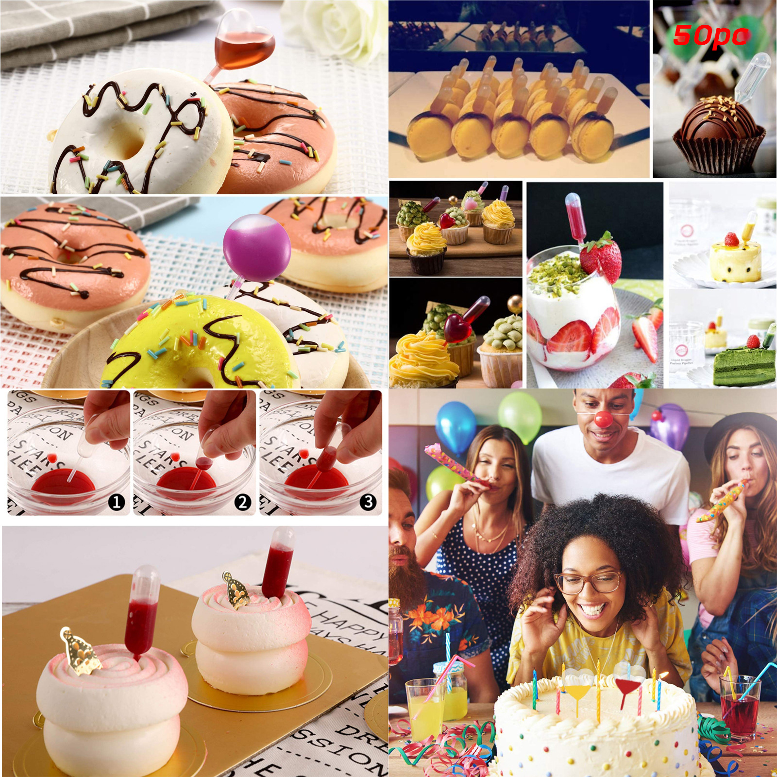 หลอดบีบท็อปปิ้ง ขนาด 4ml แพ็ค50ชิ้น มีหลายแบบ ดูดซอสราดหน้าเค้ก ใช้ง่ายดาย ไม่เลอะมือ สะดวกแค่บีบ Jam dropper