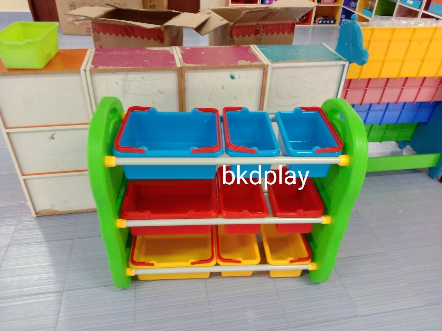 ชั้นวางเพนกวิน, ชั้นวางของ 3 ชั้น 9 ถาด,ชั้นวางพลาสติก,เฟอร์นิเจอร์เด็ก พร้อมส่ง