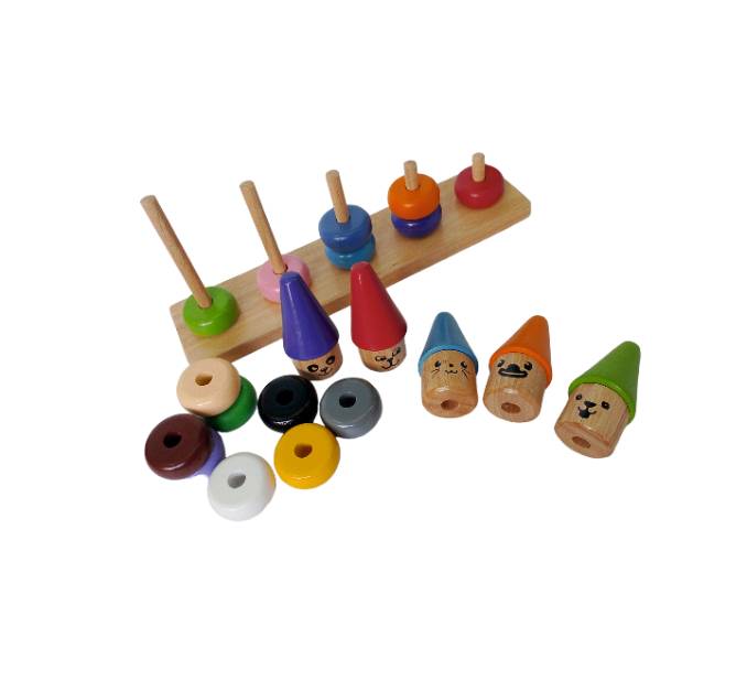 ตัวตลกใส่หมวกสวมหลัก12สี15ชิ้น โดนัทใส่หลัก ของเล่นเสริมพัฒนาการเด็ก ฝึกกล้ามเนื้อมัดเล็ก สมาธิ พร้อมส่ง