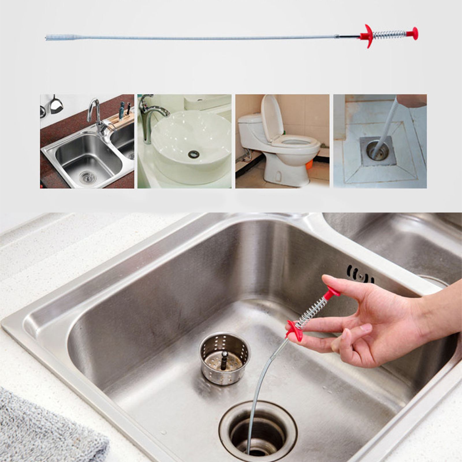 🔥Sale ลดราคา🔥 สายล้วงท่อ มี3แบบ สลิงทะลวงท่อ/สายพลาสติกแพ็ค3ชิ้น / ขนแปรงสแตนเลส ความยาว 0.5/0.6/0.9/1.6/2/3 เมตร แก้ท่อตัน เก็บสิ่งแปลกปลอม