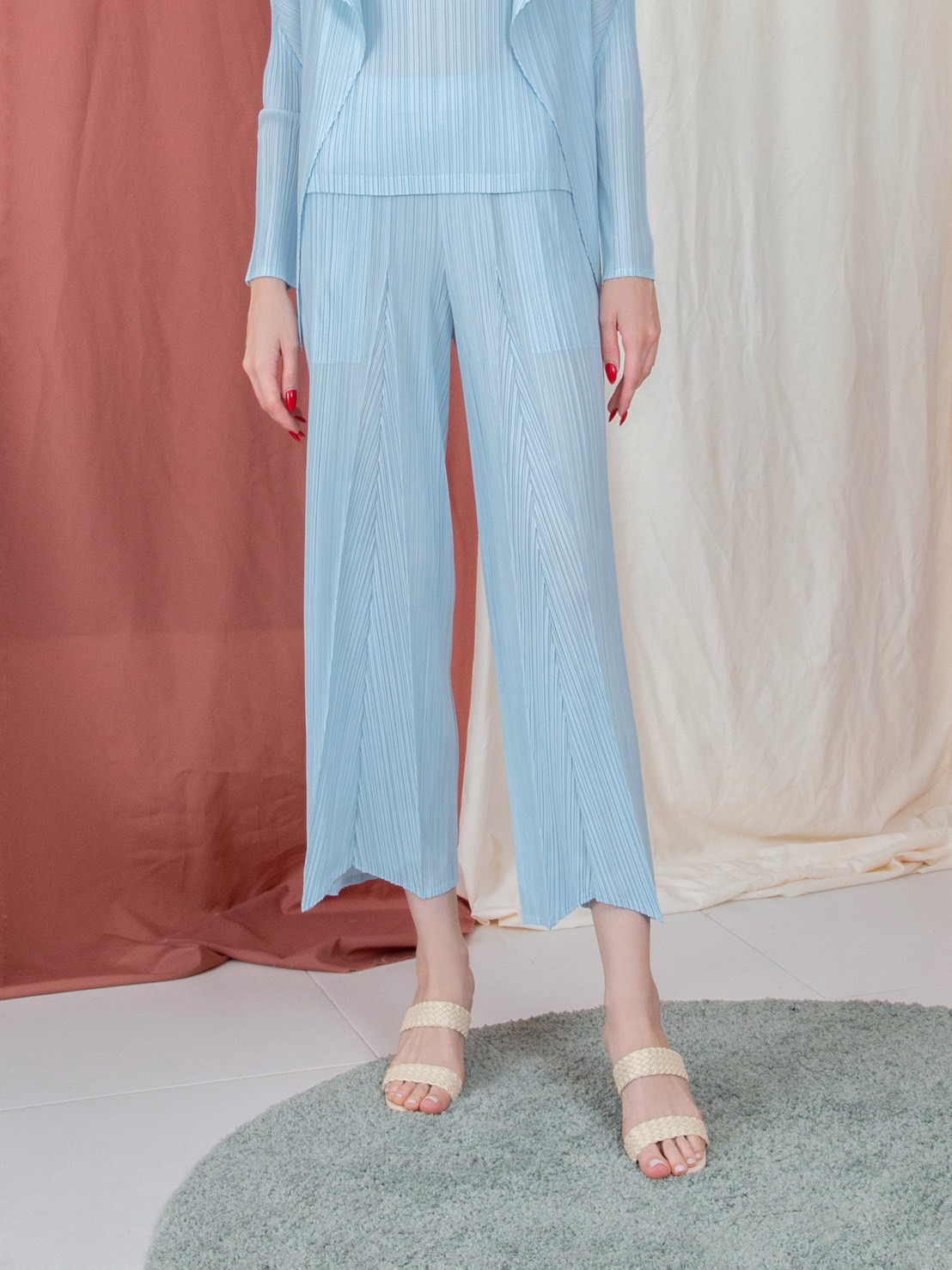 ยาว 36นิ้ว!! 2MUAY รุ่น GJO2088-1 กางเกงอัดพลีทงานคุณภาพ CROPPED WIDE LEG PLEATED PANTS 13สี FREE SIZE