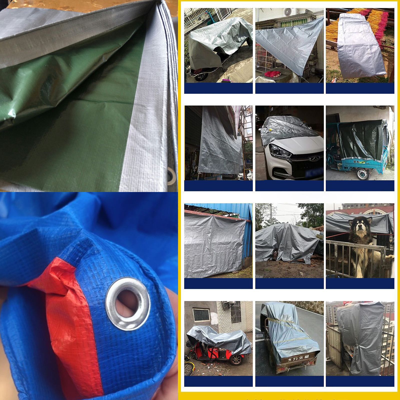🔥Sale ลดราคา🔥 ผ้าใบ PE ตอกตาไก่ Set-04 น้อยกว่า 40ตร.ม. มีหลายขนาด 2สี น้ำเงินส้ม / เทาเขียว ทนแดด ทนฝน อายุการใช้งาน 2ปี