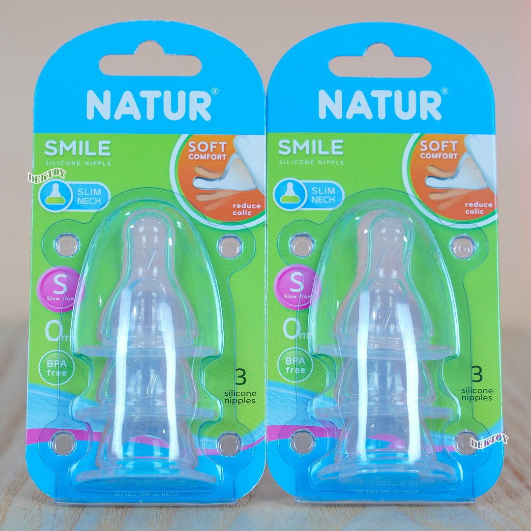 Natur เนเจอร์ จุกนมเนเจอร์สไมล์คอแคบ แพ็ค 3 ชิ้น