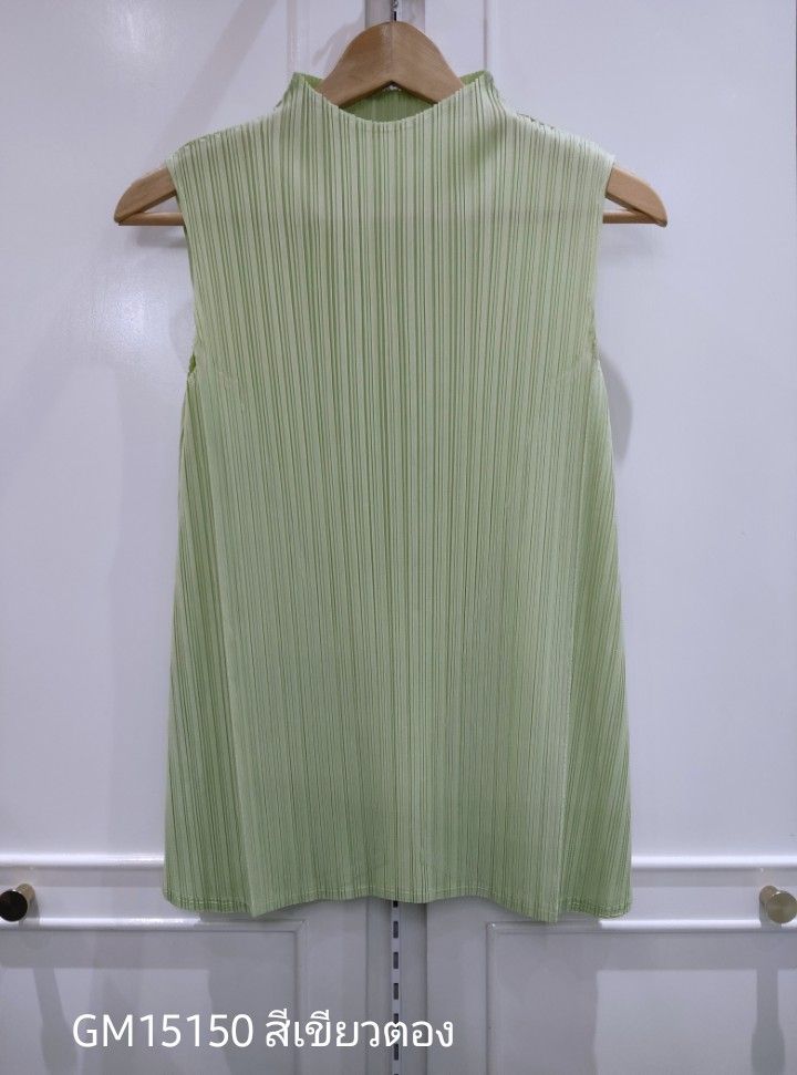 อกถึง48 2MUAY BASIC GM15150 เสื้ออัดพลีท SLEEVELESS HIGH NECK PLEATED TOP 17 สี FREE SIZE