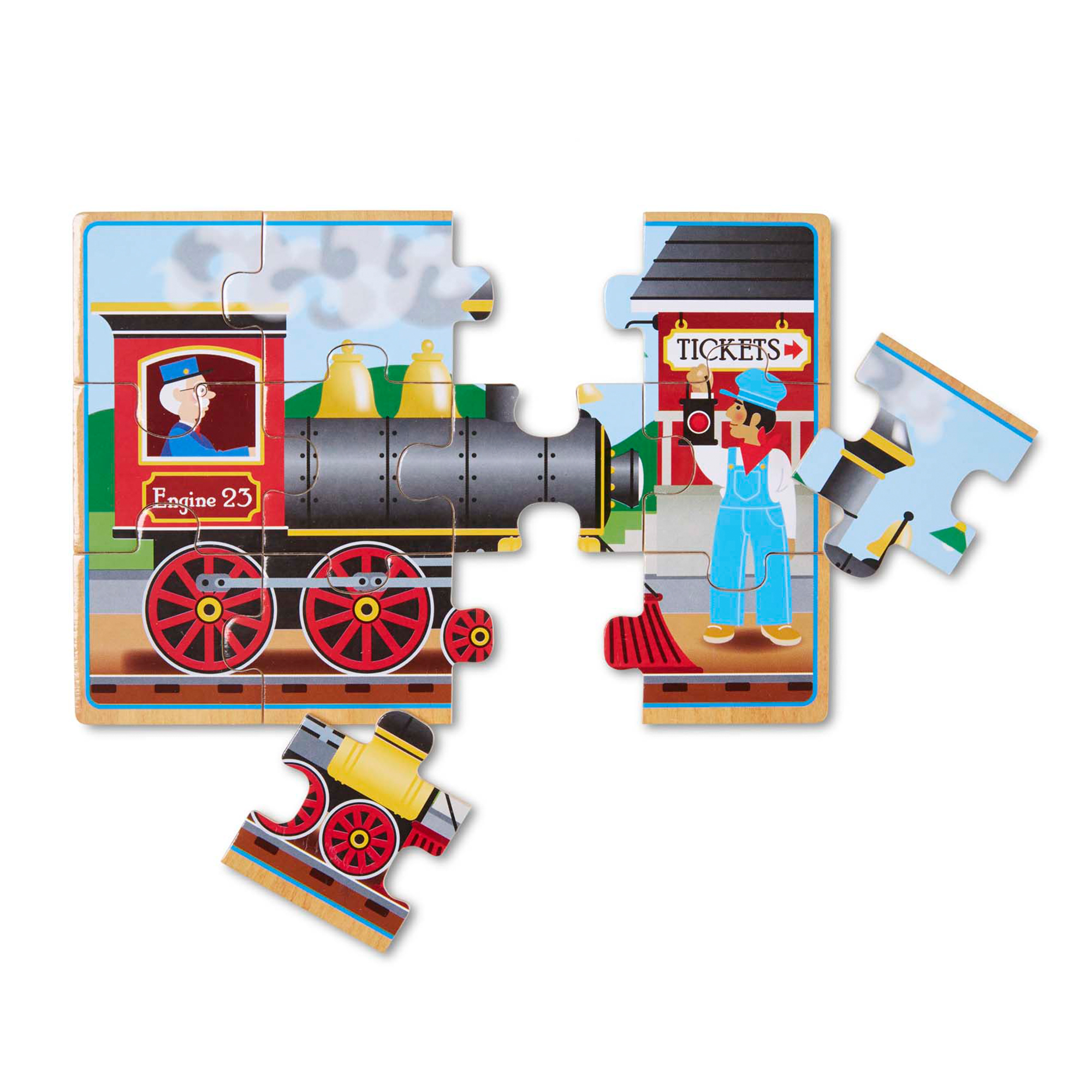 จิ๊กซอไม้ 4-in-1 สี่แบบในกล่องเดียว พร้อมกล่องเก็บอย่างดี Vehicles Jigsaw Puzzles in a Box Melissa&Doug, ของเล่นเสริมพัฒนาการ, ของเล่น