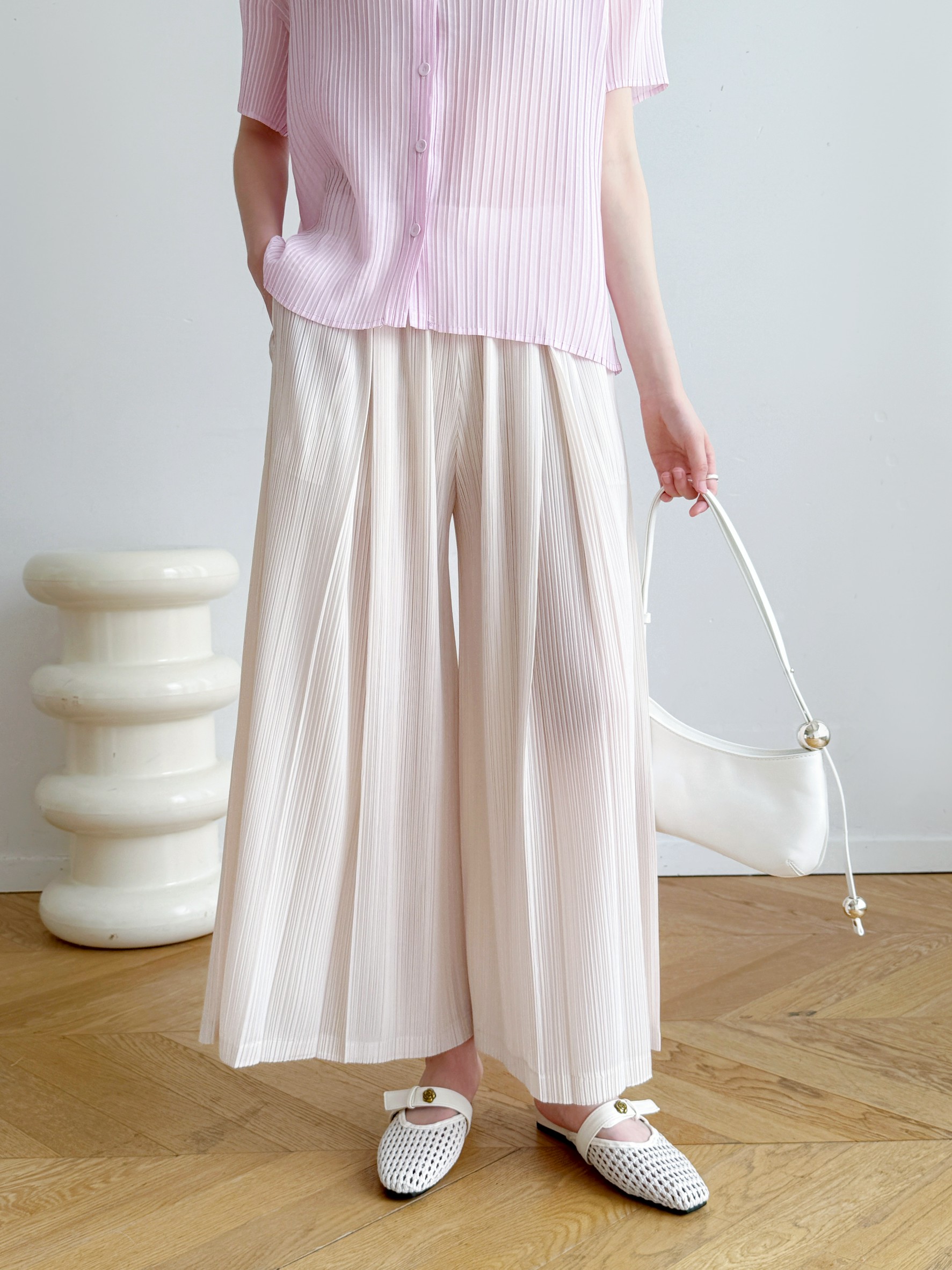 ยาว36นิ้ว! 2MUAY รุ่น GJO10237 กางเกงพลีทคุณภาพ FLOWY WIDE LEG PLEATED PANT 9 สี FREE SIZE