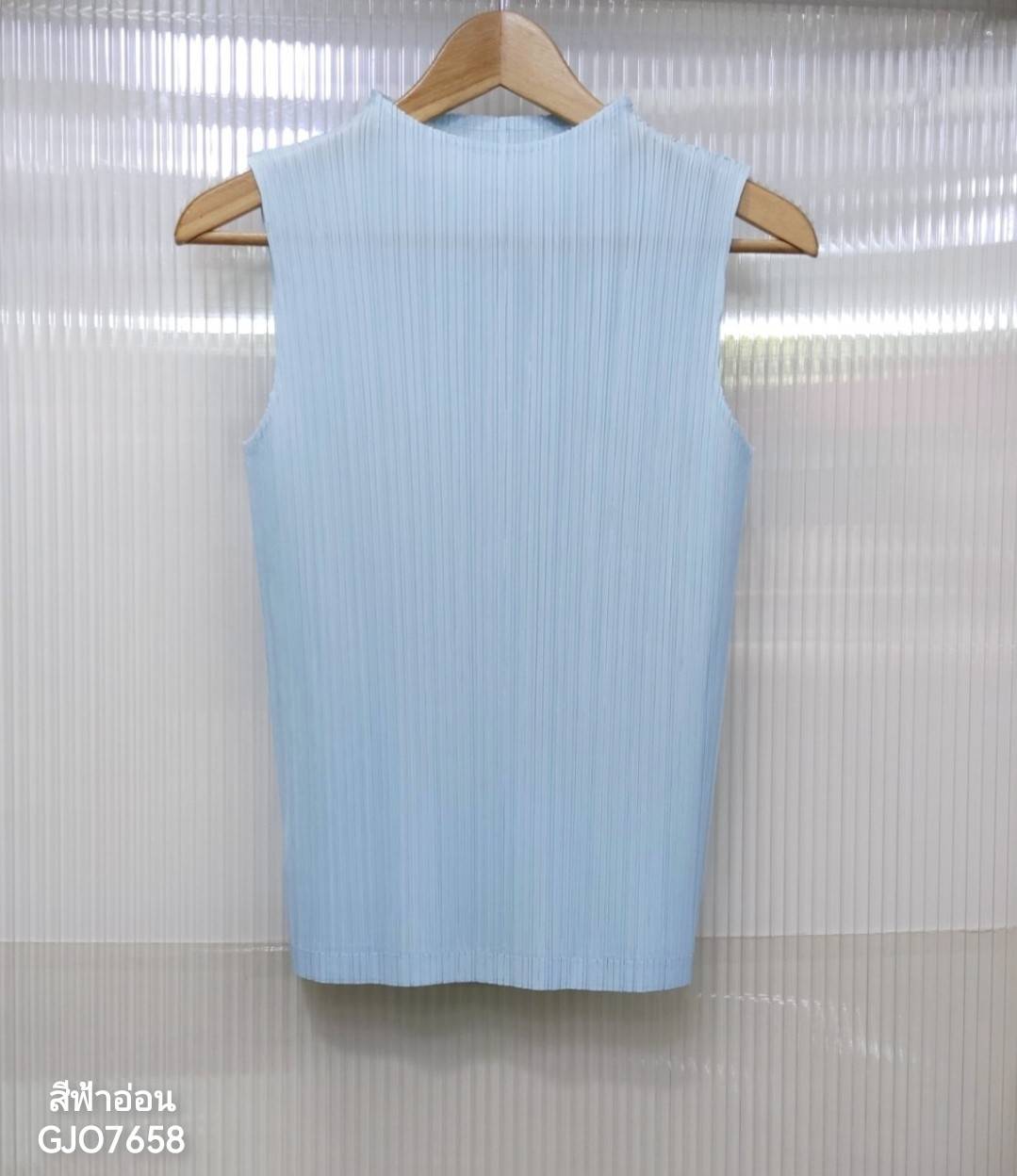2MUAY BASIC รุ่น GJO7658 BASIC HIGH NECK PLEATED TOP เสื้ออัดพลีทงานคุณภาพ 22สี FREE SIZE