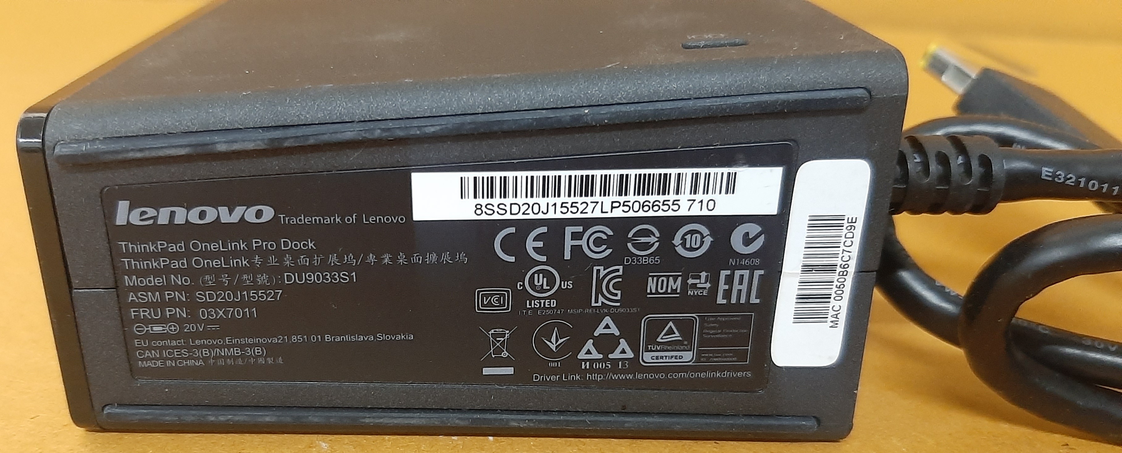 ด็อกกิ้ง ยี่ห้อ Lenovo ThinkPad รุ่น OneLink Pro Dock(DU9033S1) มือสอง สภาพดี
