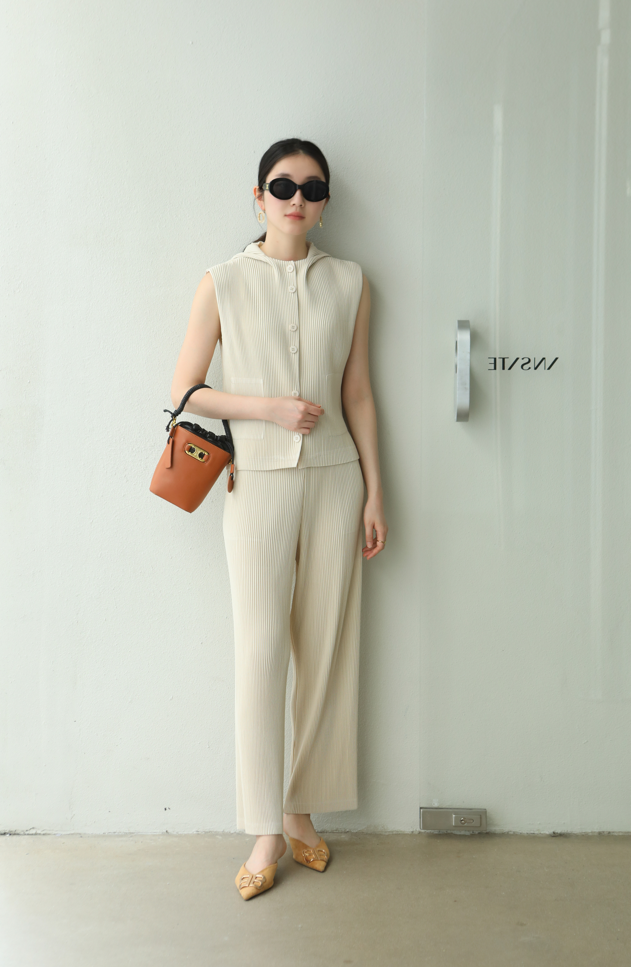 2MUAY รุ่น GJO5103-9 / GJO5151-9 เซ็ตพลีทคุณภาพ THICK SLEEVELESS HOODED TOP WITH PANT PLEATED SET 8สี FREE SIZE