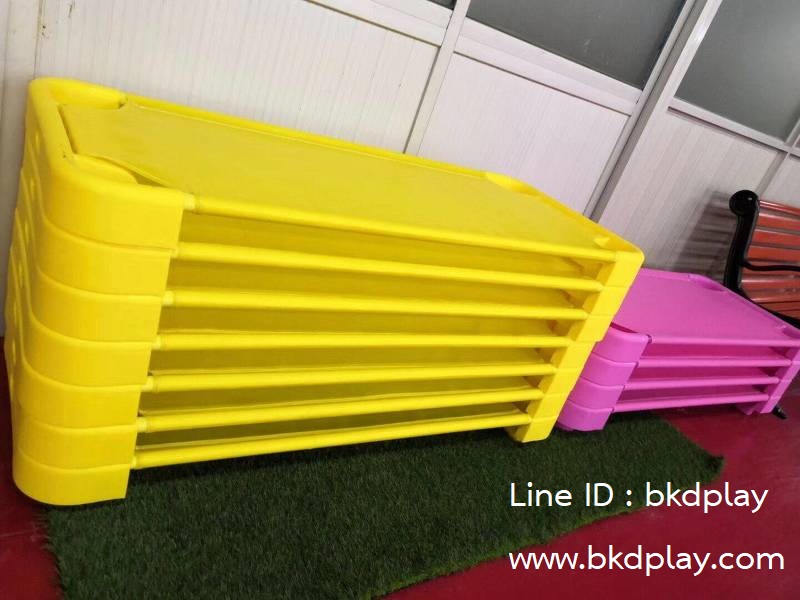 เตียงผ้าตาข่าย ขอบพลาสติก เตียงผ้าใบ เตียงเด็กเตรียมอนุบาล -อนุบาล3 สำหรับโรงเรียน ศูนย์พัฒนาเด็กเล็ก