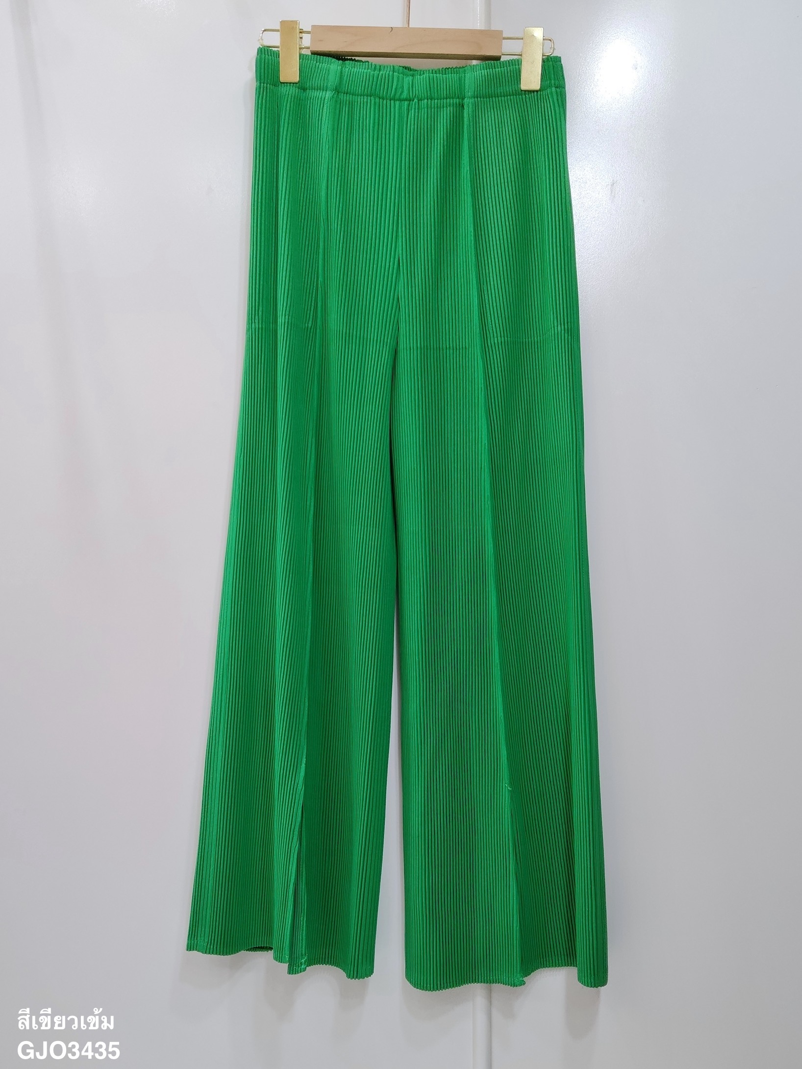 ยาว 37 นิ้ว 2MUAY รุ่น GJO3435 กางเกงพลีทคุณภาพ THICK WIDE LEG SPLIT FRONT PLEATED PANTS 10 สี FREE SIZE