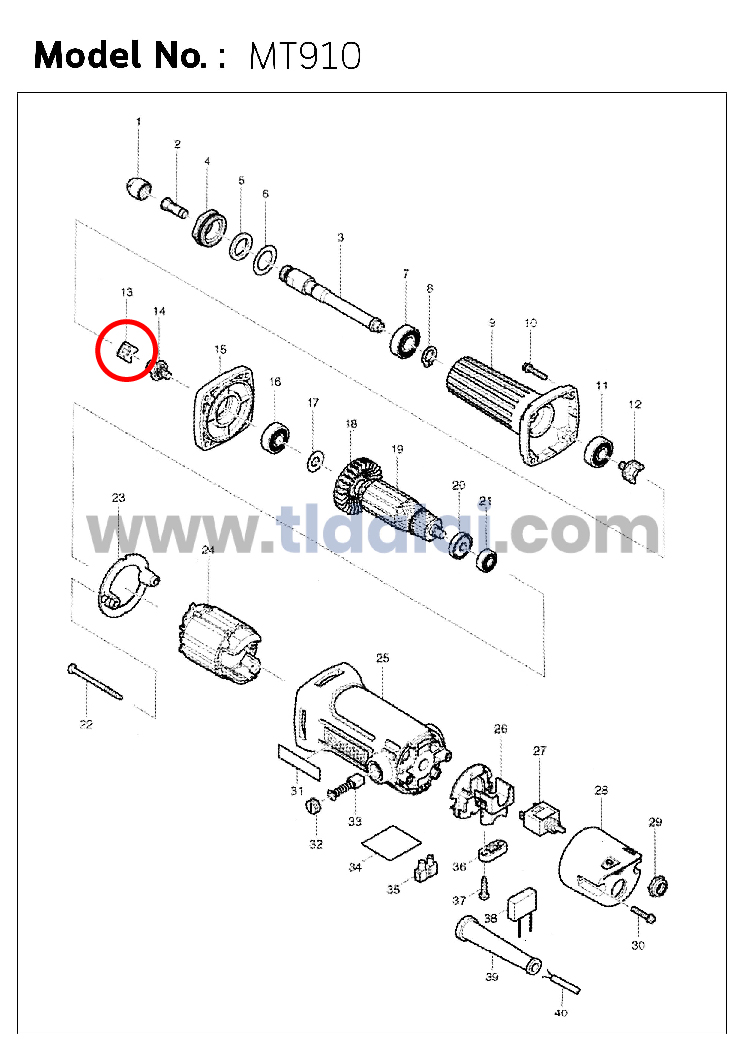 ยอยยาง (แท้) หินเจียรคอยาว Makita มากีต้า รุ่น M9100B #13, GD0600, GA0601 - Maktec มาคเทค รุ่น MT910 (421942-9) (อะไหล่แท้ 100%) ราคา/ชิ้น