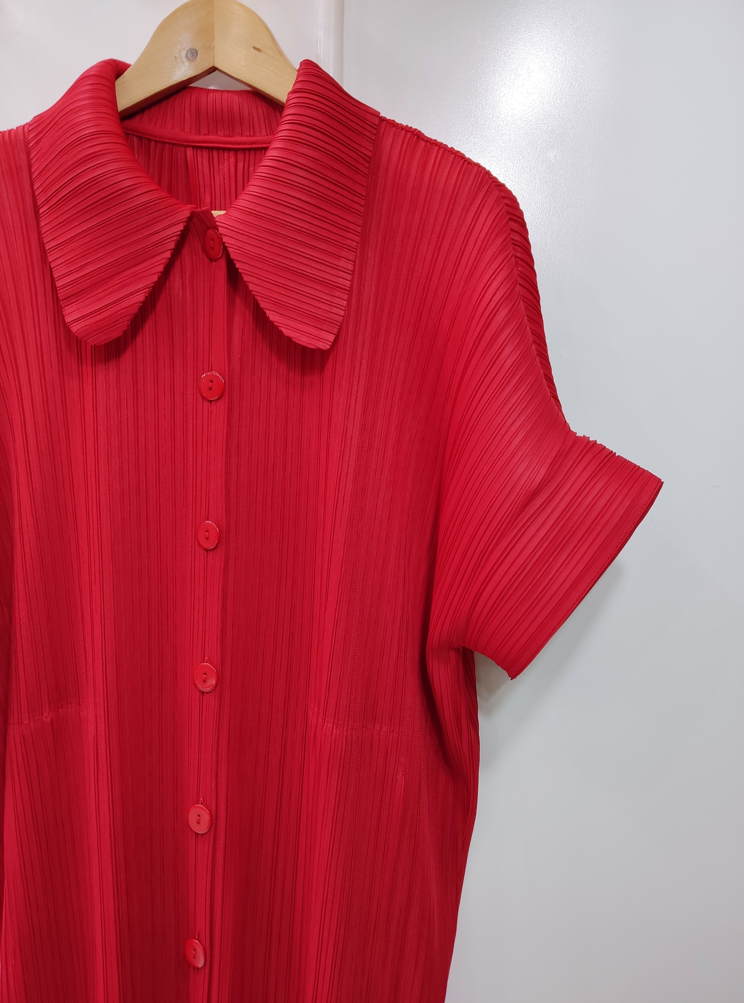 2MUAY รุ่น GJO2087 COLLAR BUTTON FRONT PLEAT DRESS เดรสอัดพลีทงานคุณภาพ 9สี FREE SIZE