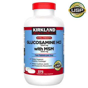 Kirkland Signature - Extra Strength Glucosamine with MSM บำรุงข้อต่อ และ รักษาอาการอักเสบ ขนาด 375 เม็ด