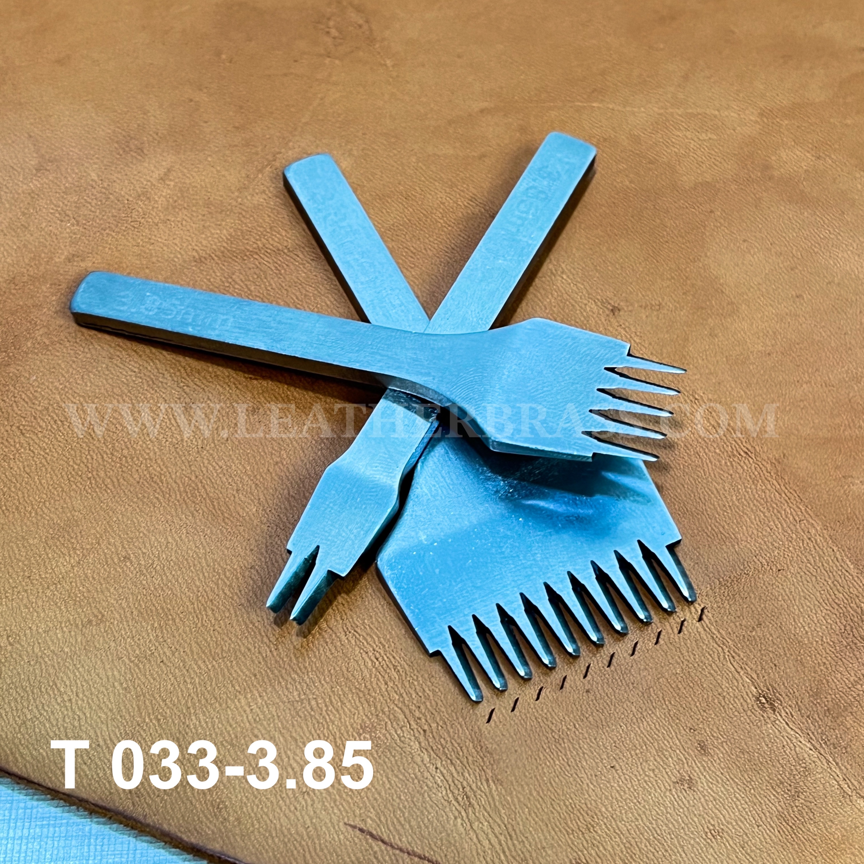 T033-3.85 ส้อมตอกแบบเฉียง ชุด 3 ชิ้น ขนาด 3.85 มิล เนื้อเหล็กชุบ อุปกรณ์เครื่องหนัง**ราคาต่อชุด**