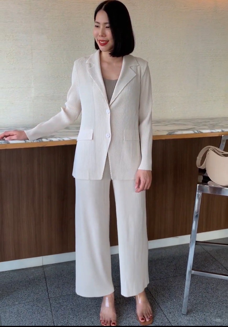 ยาว 37.5 นิ้ว 2MUAY รุ่น GJO5131-9 / GJO5151-9 เซ็ตพลีท THICK MINIMAL LUXE PLEATED BLAZER SET 8 สี FREE SIZE