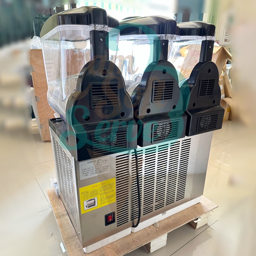 เครื่องสเลอปี้ น้ำหวานเกล็ดหิมะ เครื่องทำเบียร์วุ้น ขนาด 36 ลิตร(12L*3) Slush machine รุ่น X-450 (รับประกัน 1 ปี) เครื่องทำน้ำหวานเกล็กหิมะ เครื่องทำน้ำผลไม้