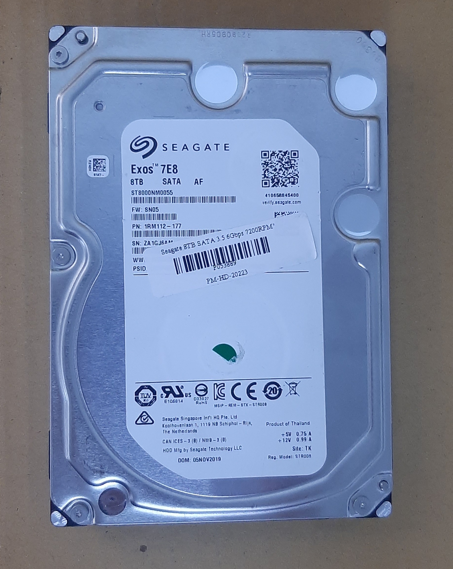 Seagate Exos 7E8 8TB SATA 3.5" 7200RPM ฮาร์ดดิส มือสอง ประกันร้าน 1 เดือน
