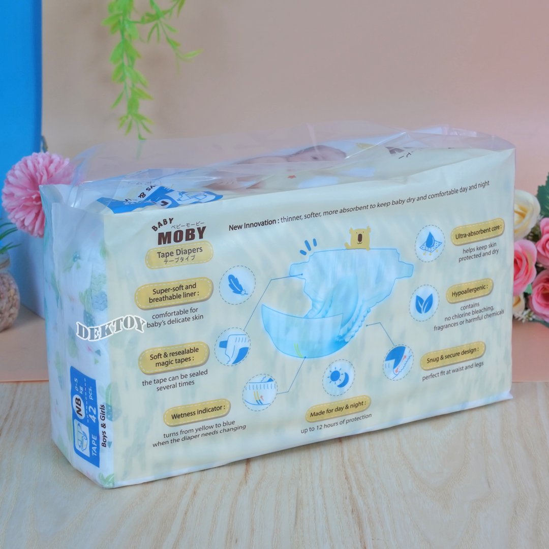Baby moby เบบี้โมบี้ ผ้าอ้อมสำเร็จรูป ชนิดเทป ไซซ์ Newborn 42 ชิ้น