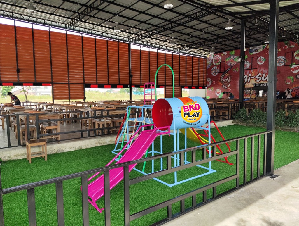 เครื่องเล่นสนามชุดรวมD ประกอบด้วยสไลเดอร์ปีนป่ายแป้นบาสและถังลอด, เครื่องเล่นสนามกลางแจ้ง , เครื่องเล่นสนามเหล็ก, ของเล่น, OutdoorPlayground,สนามเด็กเล่น,เครื่องเล่นงบสพฐ.ประชารัฐ ราคาโรงงาน