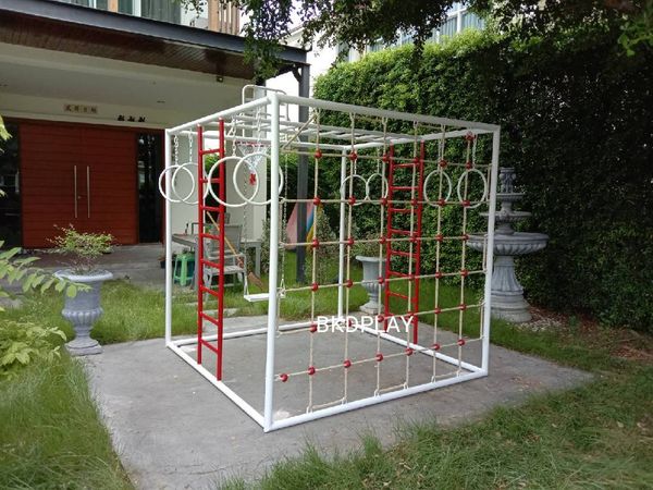 ลูกเต๋าปีนป่าย ชุดรวมปีนป่ายสี่เหลี่ยมA2 ปีนป่ายเชือก พร้อมบาร์โหน บาร์ไต่ ชิงช้า เครื่องเล่นสนามเหล็ก เครื่องเล่นสนามกลางแจ้ง OutdoorPlayground
