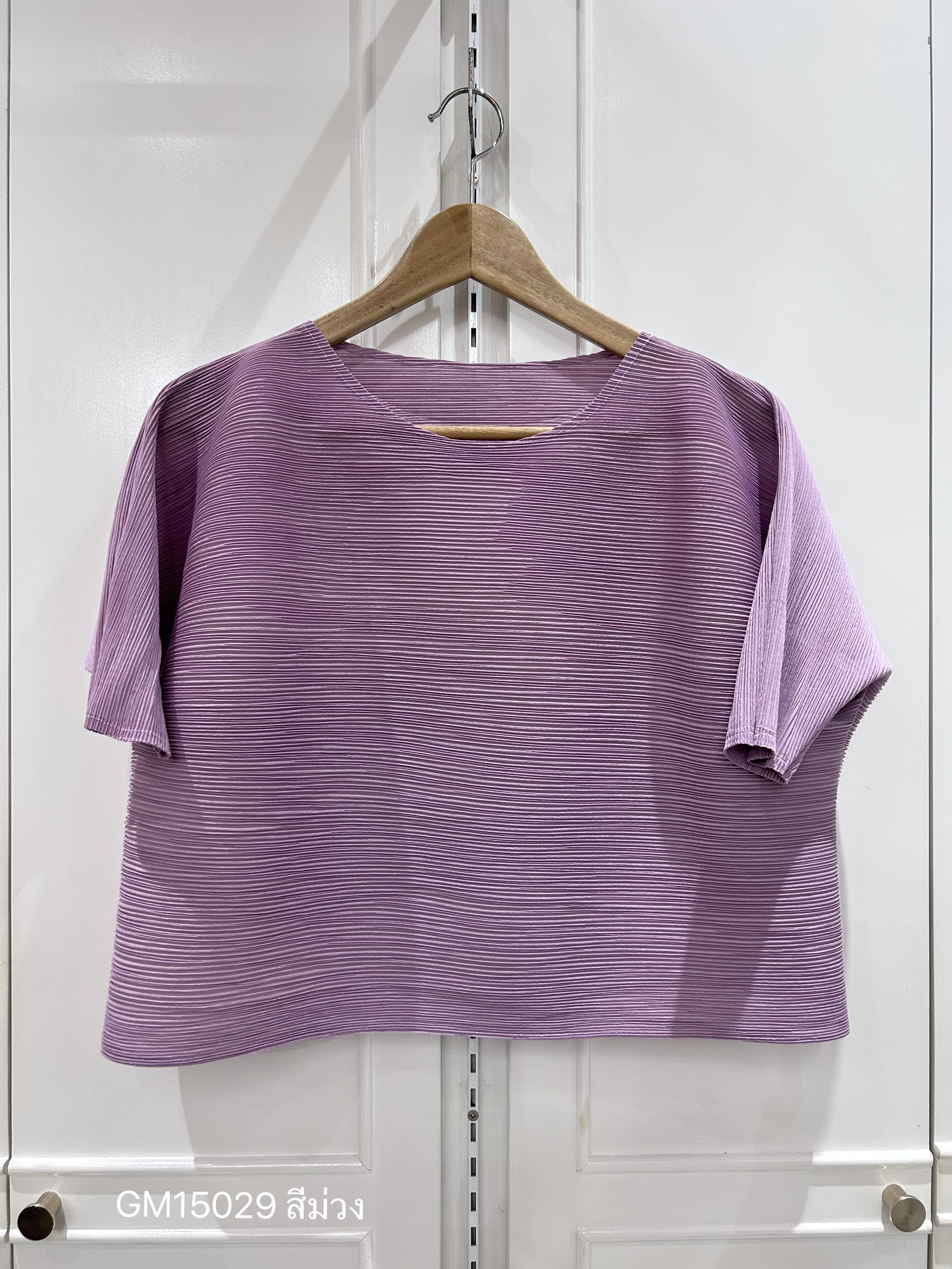 อกถึง48 2MUAY GM15029 เสื้ออัดพลีท SHORT SLEEVE PLEATED TOP 28 สี FREE SIZE