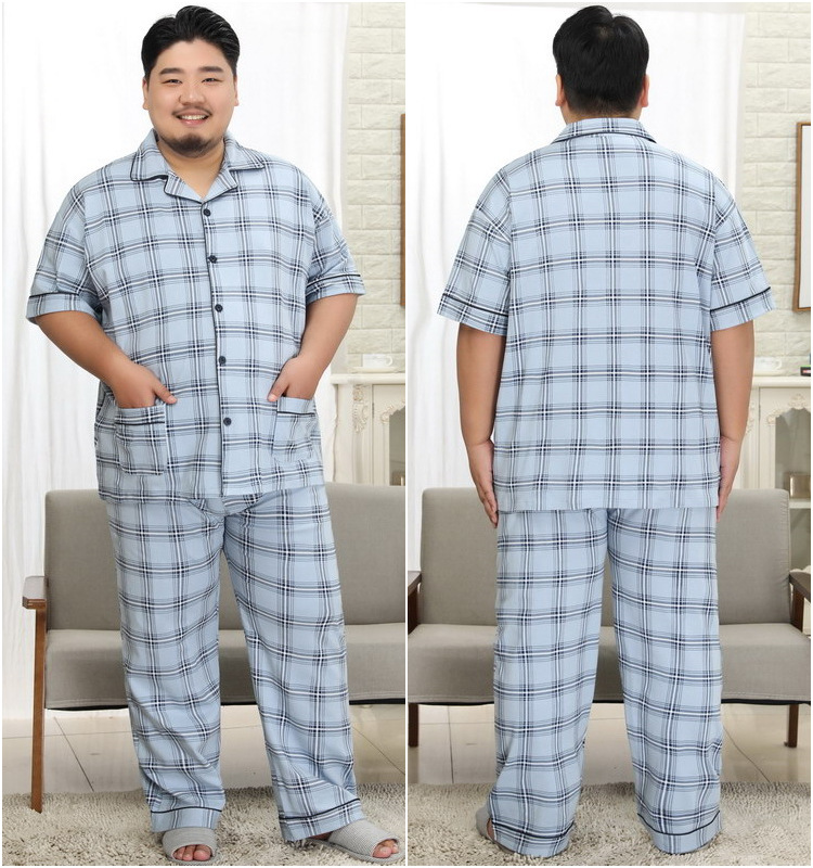 ชุดนอนผู้ชาย สีฟ้าลายสก๊อต ไซส์ใหญ่พิเศษ