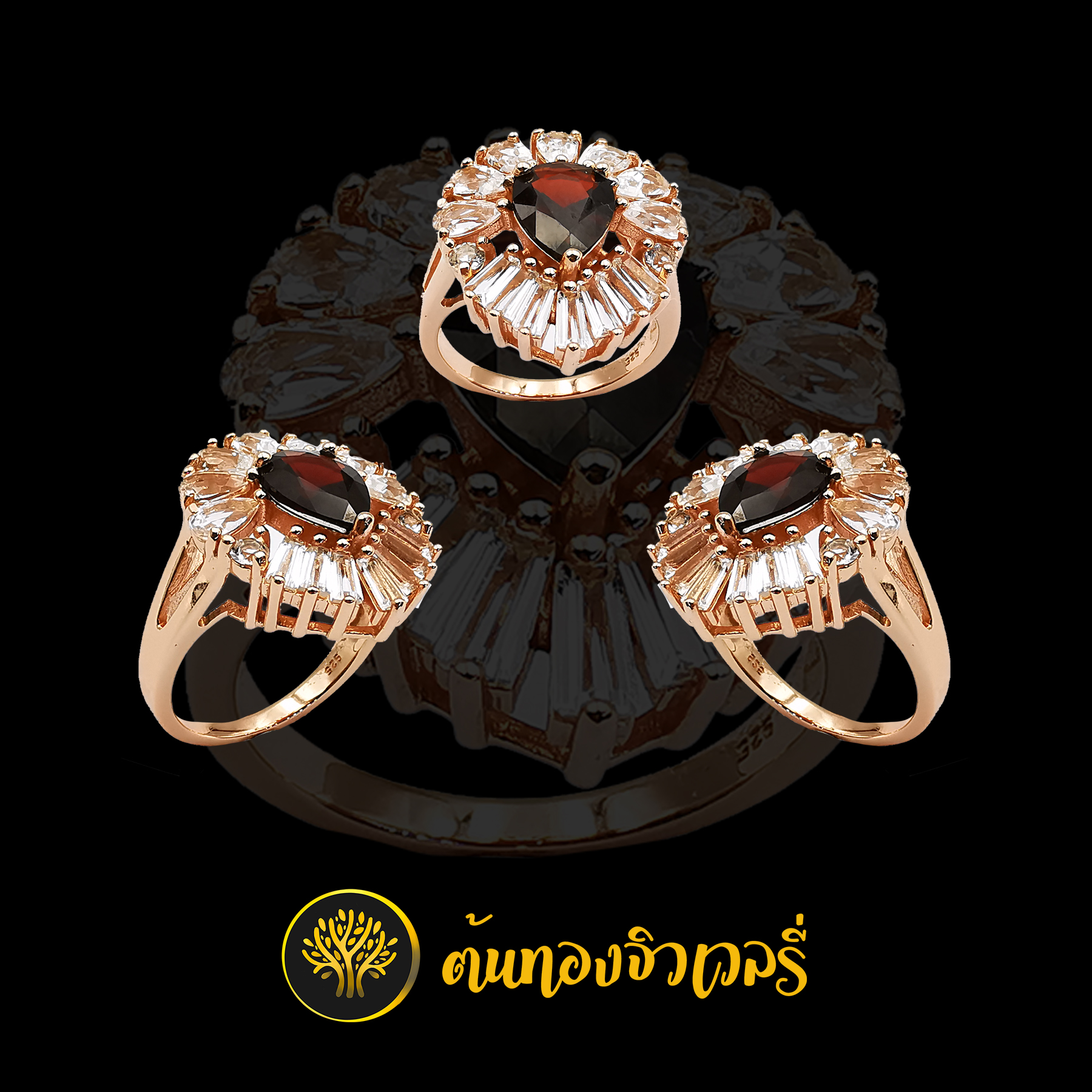 แหวนพลอยทับทิม ล้อมเพชร