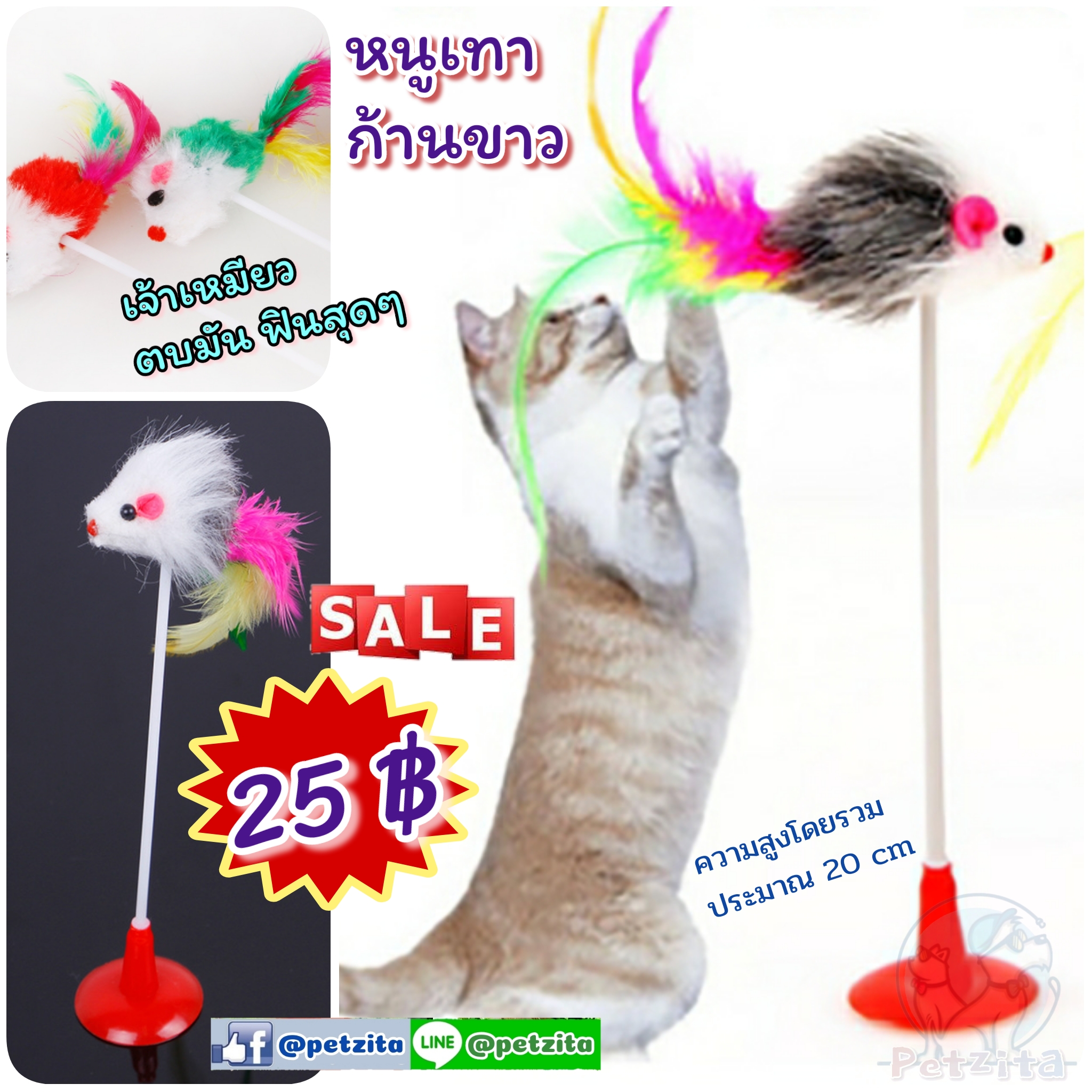 🇹🇭พร้อมส่ง🇹🇭 🐀 หนูเทาก้านขาว ของเล่นแมวเหมียว 🐱