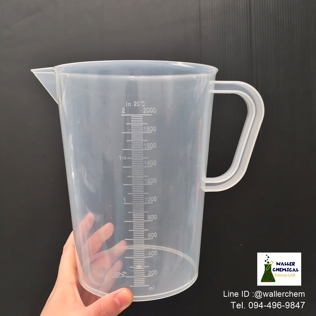 บีกเกอร์พลาสติก มีหูจับ (ทรงสูง) ขนาด 2,000ml (Beaker plastic)