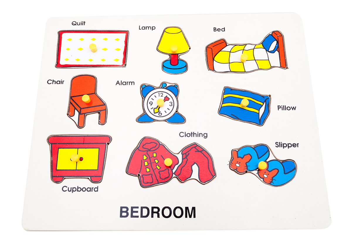 ภาพตัดต่อห้องนอน bedroom กระดานหมุดห้องนอน, ของเล่นไม้, ของเล่นเสริมพัฒนาการ, ของเล่นเด็กอนุบาล, สื่อการสอนเด็กอนุบาล