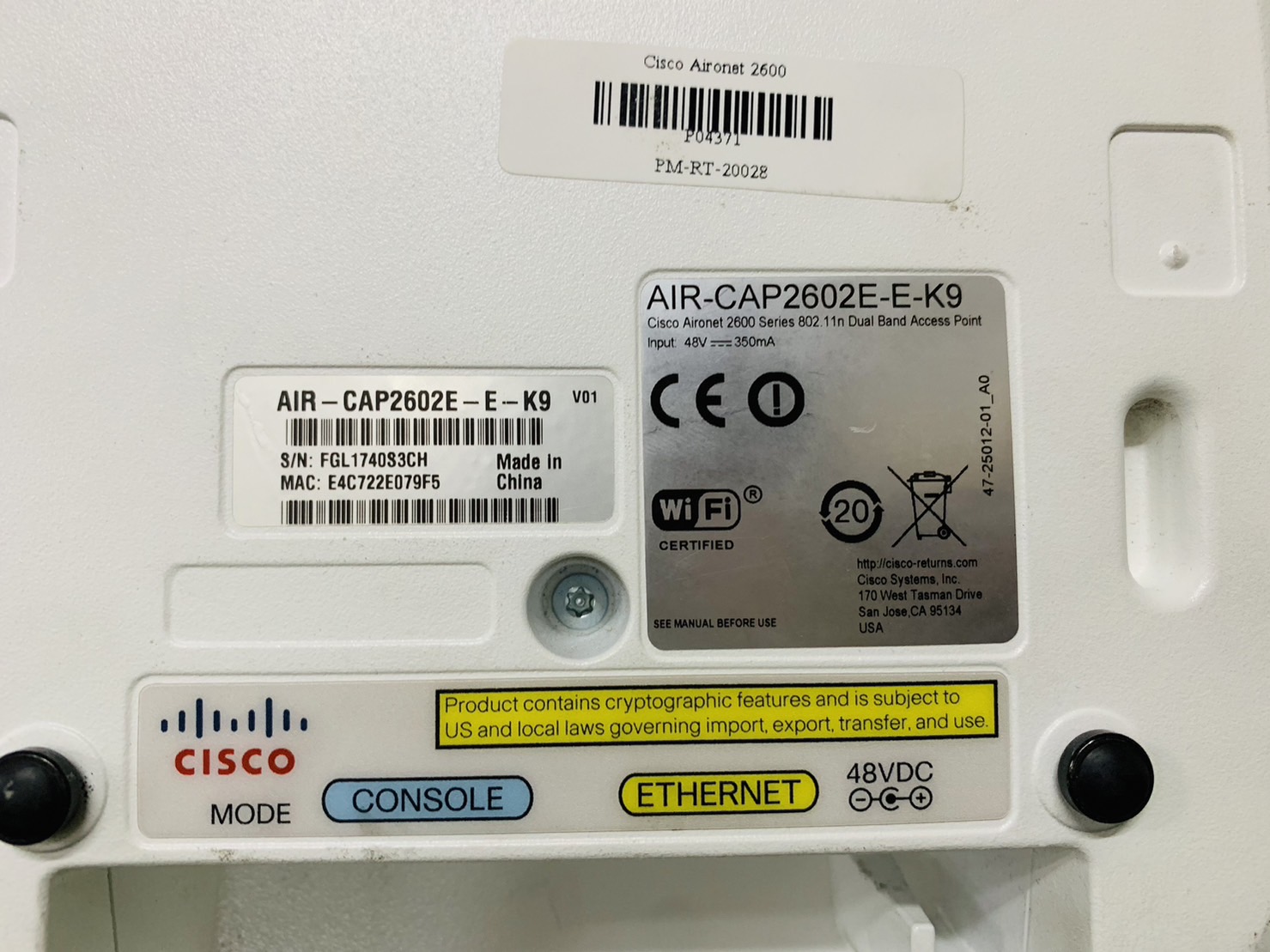 แอ็กเซสพอยต์แบบไร้สาย AIR-CAP2602E-E-K9 Cisco Aironet 2600 Series Access Points