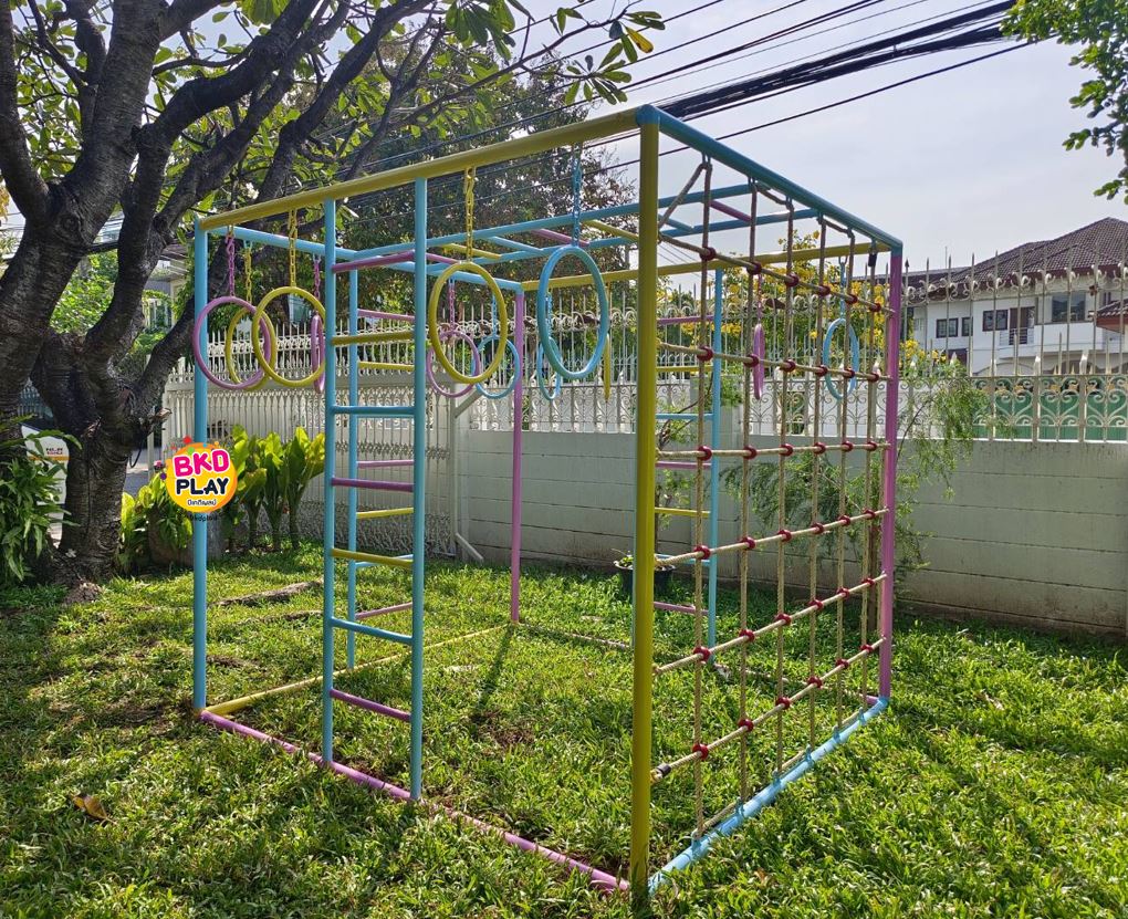 ชุดลูกเต๋า ปีนป่ายรวมA พร้อมบาร์โหน บาร์ไต่ ปีนป่ายเชือก เครื่องเล่นสนามเหล็ก เครื่องเล่นสนามกลางแจ้ง OutdoorPlayground