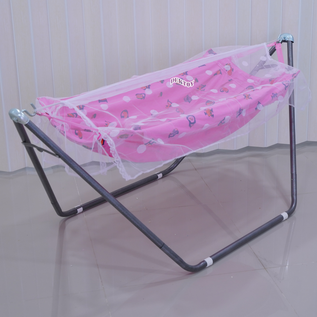 เปลเด็ก เปลเรือพีจี สีชมพู พร้อมมุ้งPGA 001-4