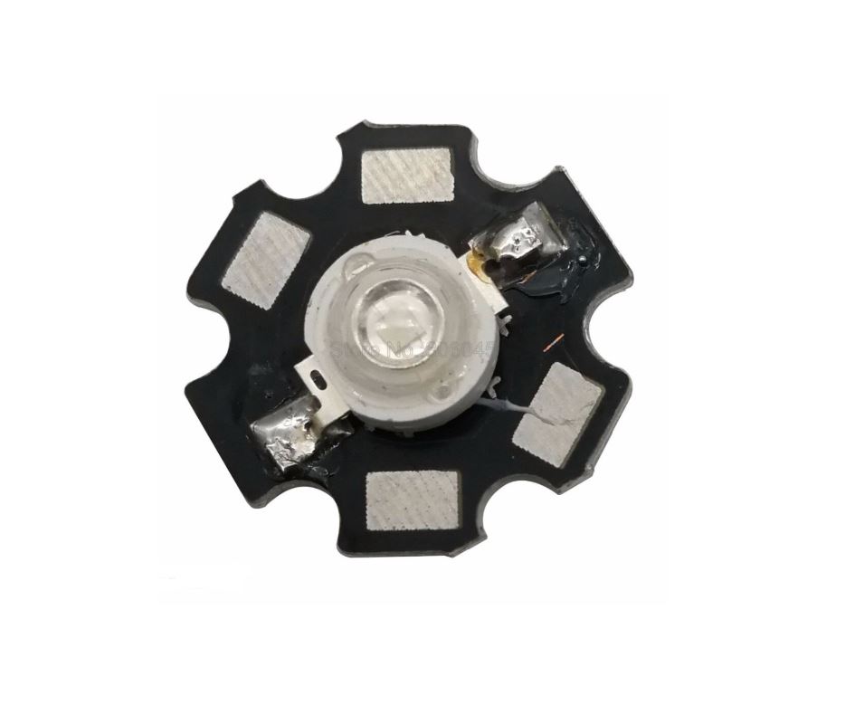 หลอด LED 1W High-power พร้อมฐานระบายความร้อน [เลือกสี] [แดง/ฟ้า/ขาว/เขียว/เหลือง]