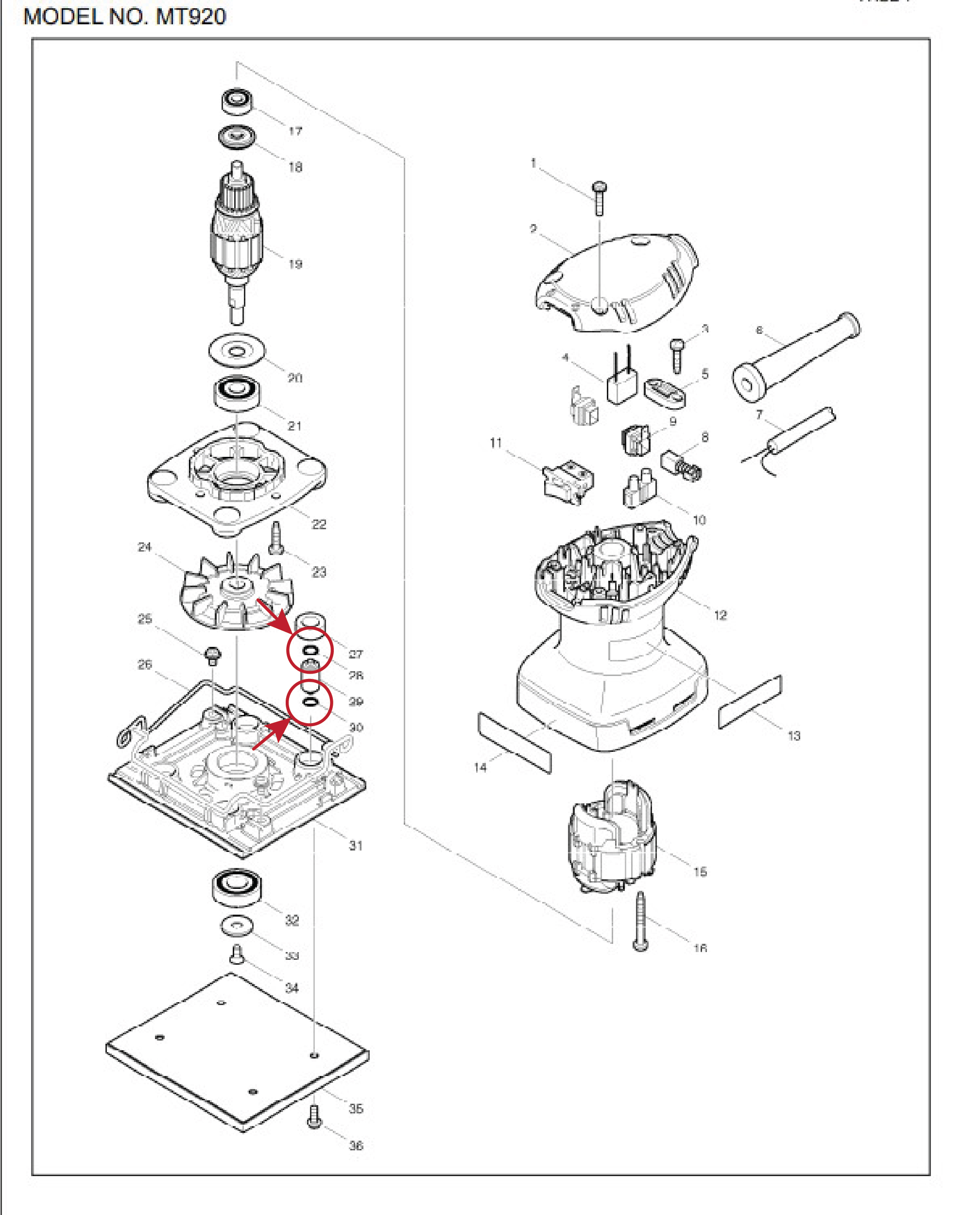 โอริง FOOT (แท้) (213983-7) เครื่องขัดกระดาษทราย Makita มากีต้า รุ่น BO4558, BO4556, BO4557, BO4565, BO4566, BO3700, BO3710, BO3711, M9200, M9201 - Maktec มาคเทค รุ่น MT920, MT925 (213983-7) (อะไหล่แท้100%) O-RING 4X4