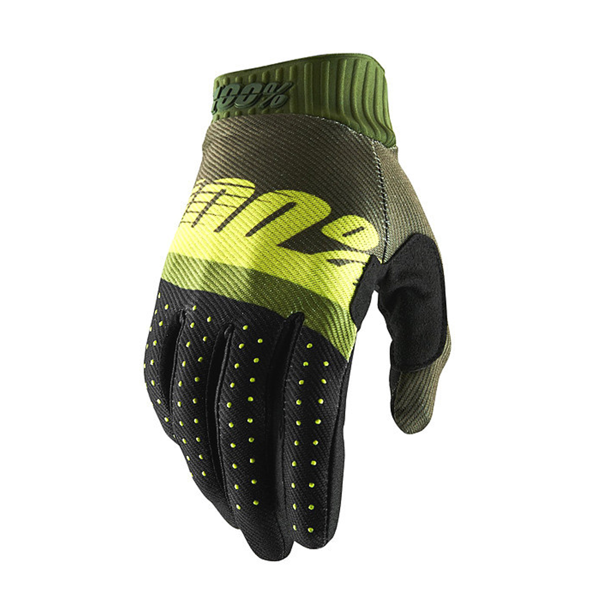 ถุงมือ 100% RIDEFIT Army Green/Fluorescent Lime ไซส์ L
