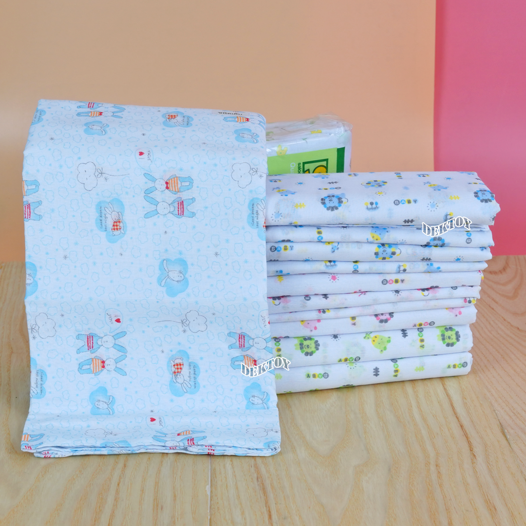 Happy ผ้าอ้อมสาลู2ชั้นเกรดB 27นิ้ว 12 ผืน คละุลาย