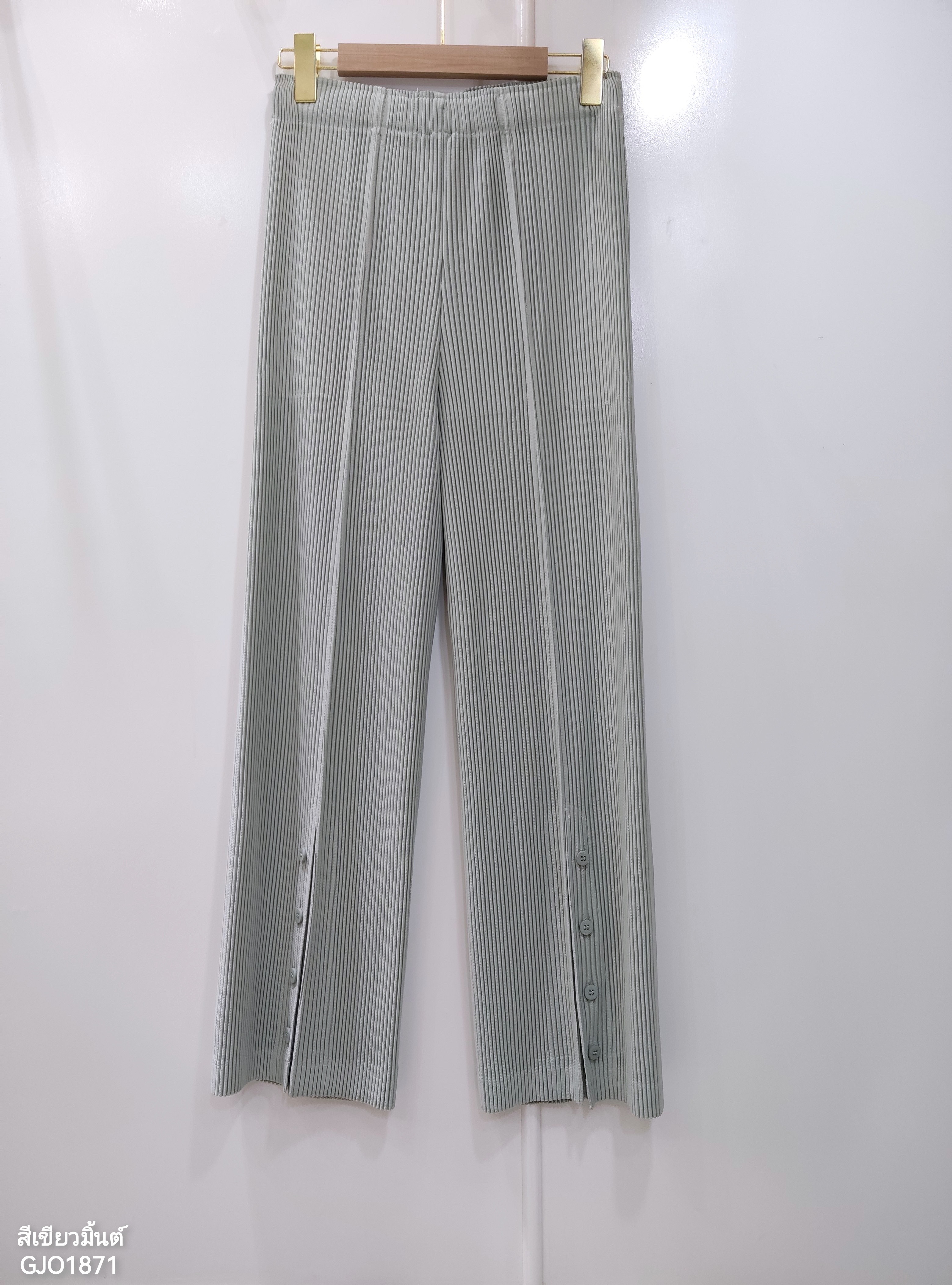 ยาว 38.5 นิ้ว 2MUAY รุ่น GJO1871 กางเกงพลีทคุณภาพ THICK STRAIGHT LEG SPIT FRONT PLEATED PANTS 10สี FREE SIZE