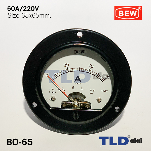 พาแนลมิเตอร์ แบบเข็ม ขนาด 60A ขนาด 65x65 mm. รุ่น BO-65 พร้อมอุปกรณ์ยึด Panel Meter ตัววัดความถี่ไฟฟ้า (Analog Frequency Panel Meter)