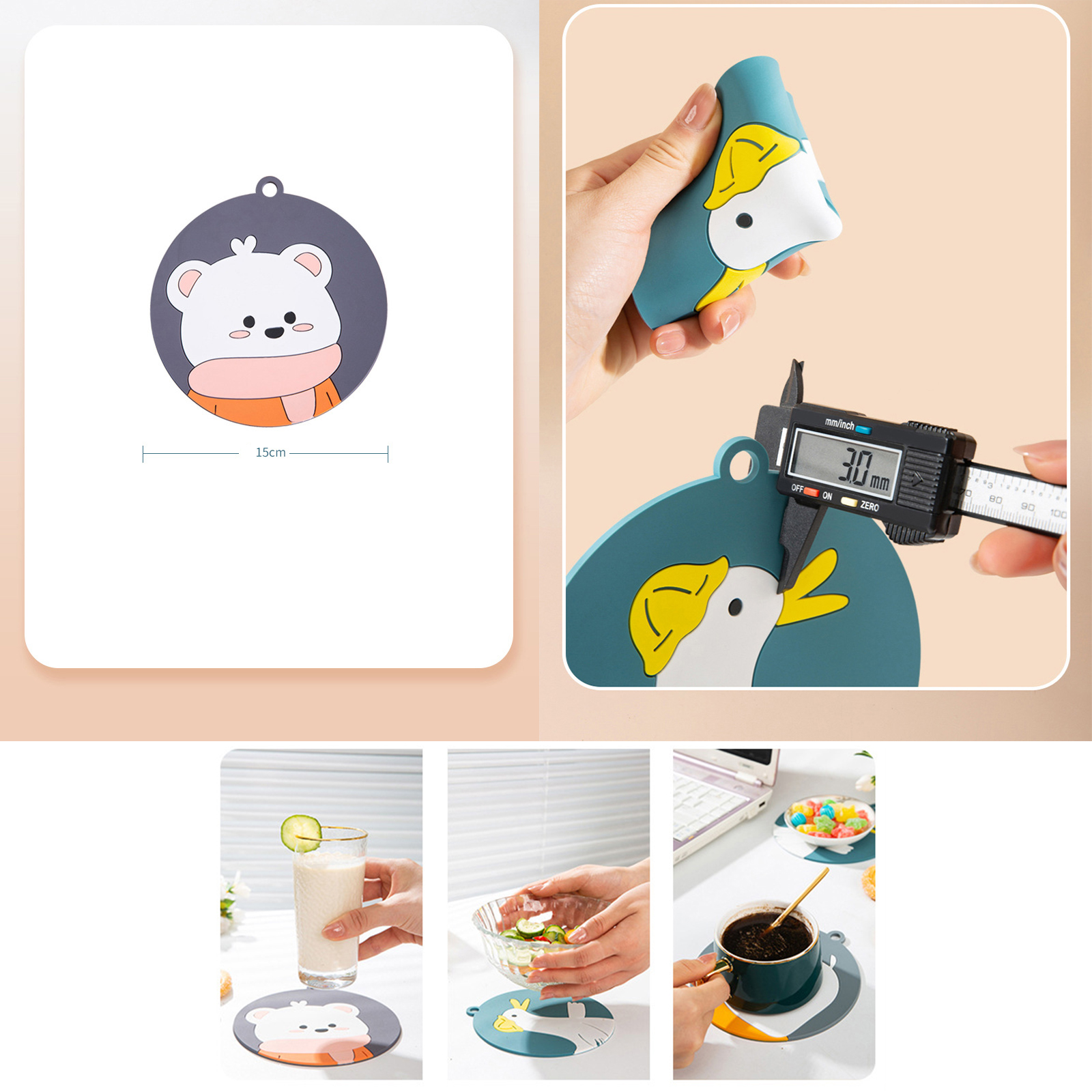 🔥Sale ลดราคา🔥 แผ่นรองกันความร้อน ซิลิโคน รองแก้ว/รองหม้อ มีหลายรุ่น หลายขนาด กันลื่น รองหรือจับของร้อนได้ ลายการ์ตูนน่ารัก