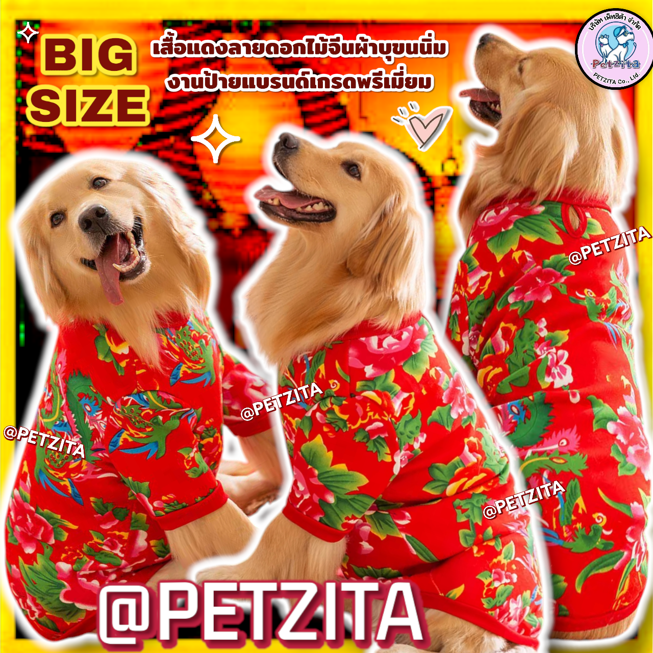 🇹🇭พร้อมส่ง🇹🇭 BIG SIZE 🎎🧧🐕 เสื้อจีน เสื้อตรุษจีน สุนัขพันธุ์ใหญ่ พันธุ์กลาง หมาใหญ่ หมาอ้วน