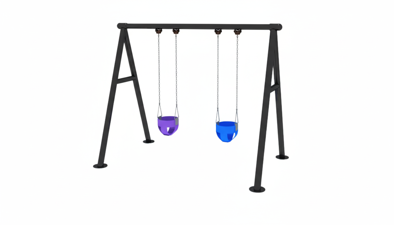 ชิงช้า 2 ที่นั่ง/สำหรับเด็กเล็ก ปรับใหม่ตามมาตรฐาน มอก,เครื่องเล่นสนาม กลางแจ้ง เหล็ก,ชิงช้า,OutdoorPlayground, ราคาโรงงาน สินค้าสั่งทำ 10-20 วัน ขนาด:150x350x190 ซม.