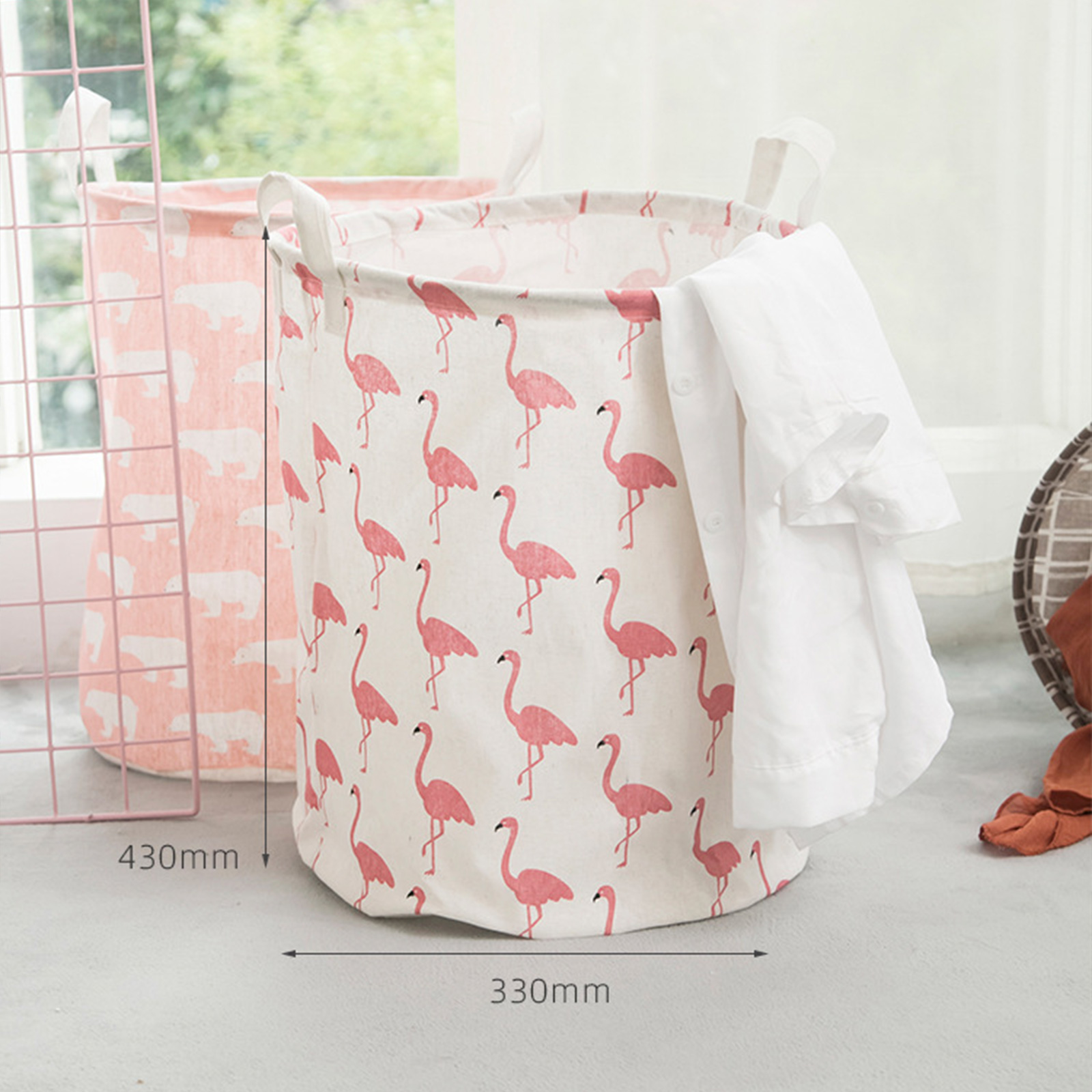 ตะกร้าใส่ผ้า ผ้าดิบ มี2รุ่น กลม / เหลี่ยม พับได้ เก็บของ พับได้ ลายการ์ตูน ดีไซน์สวยงาม มีให้เลือกหลายลาย