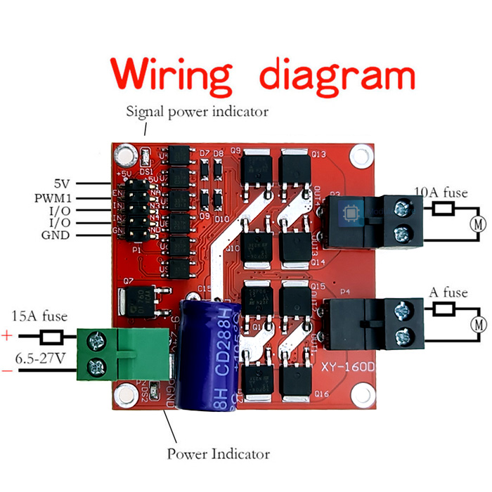 XY160D Dual DC Motor Drive 12V/24V 7A 160W Logic Positive Negative PWM Speed