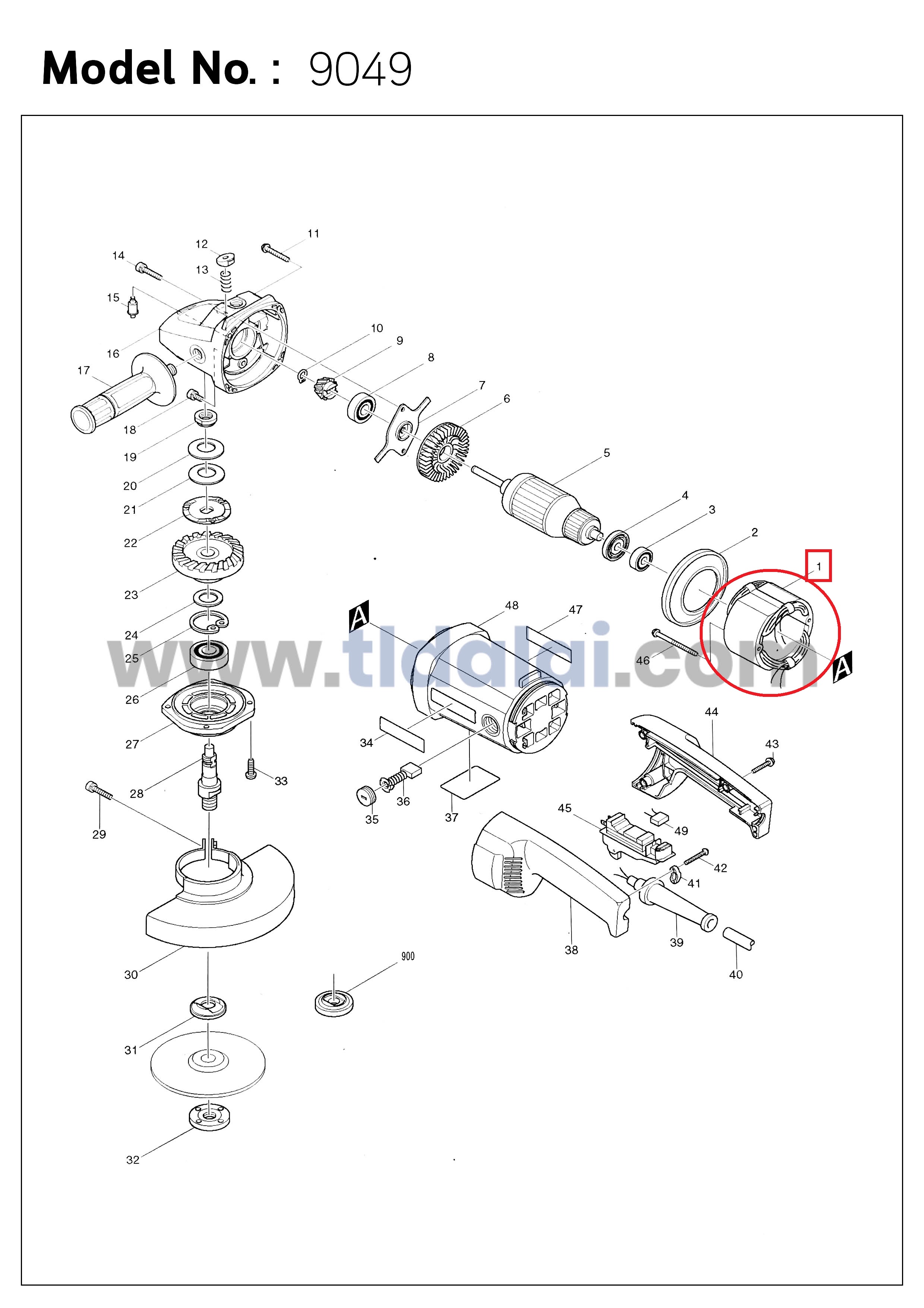 ฟิลคอยล์ หินเจียร Makita มากีต้า รุ่น 9047, 9049, GA7030, GA9030 ใช้ฟิลคอยล์ตัวเดียวกัน