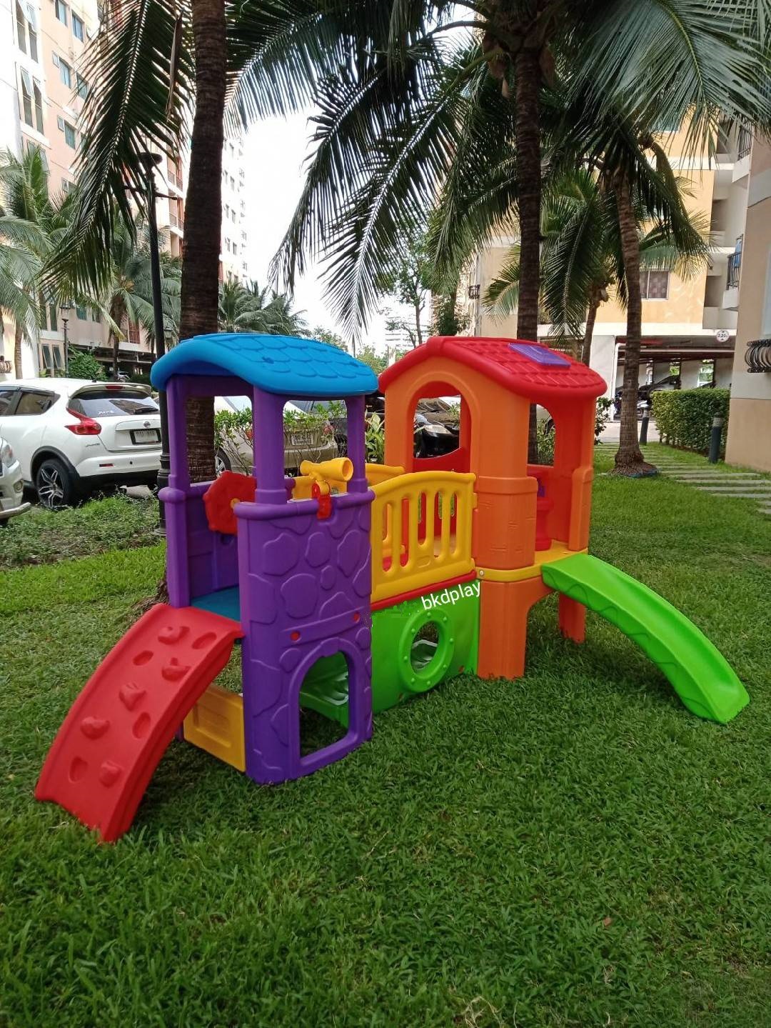 ส่งฟรี บ้านสไลเดอร์ปีนป่าย บ้านน้อย2ชั้น คละสี เลือกสีได้ ราคาต่อ1ชุด กระดานลื่นเด็ก เครื่องเล่นสนามกลางแจ้ง-ในร่ม พร้อมส่ง