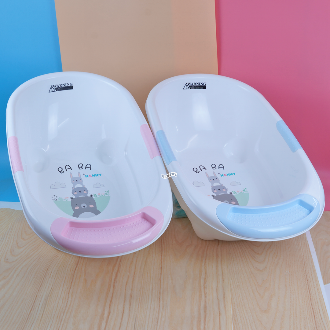 NANNY แนนนี่ อ่างอาบน้ำเด็กแนนนี่ ทูโทน มีจุกปล่อยน้ำ N273 ลาย Baba